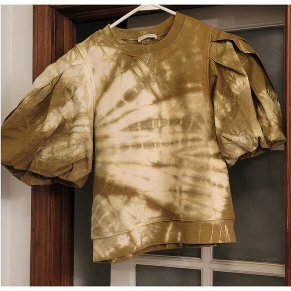 Ulla Johnson Elliot Pullover Tie Dye Puff Sleeve Sweatshirt. Large - Picture 3 of 3